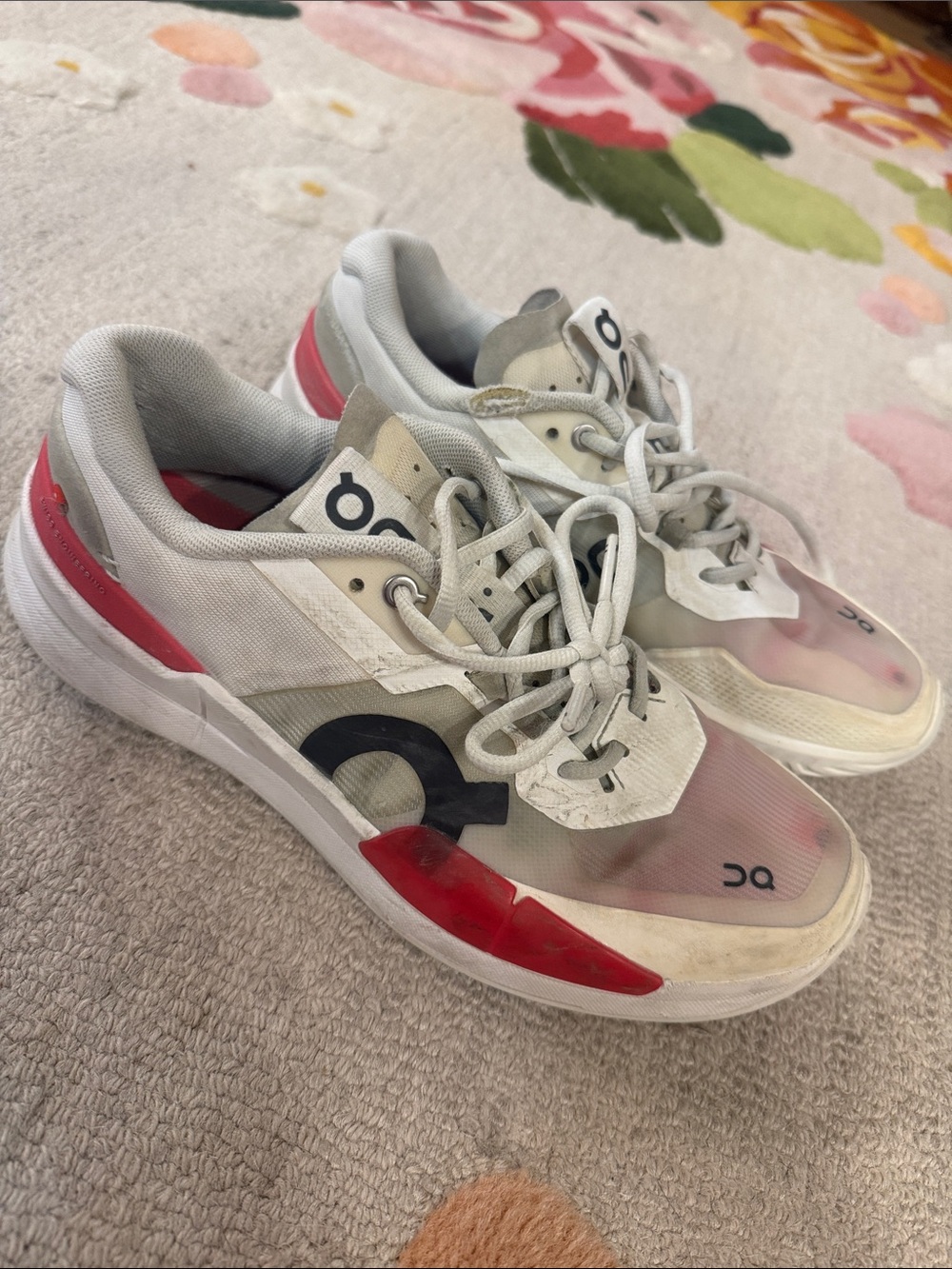 On Running Women's Sneakers in White, Red & Black
